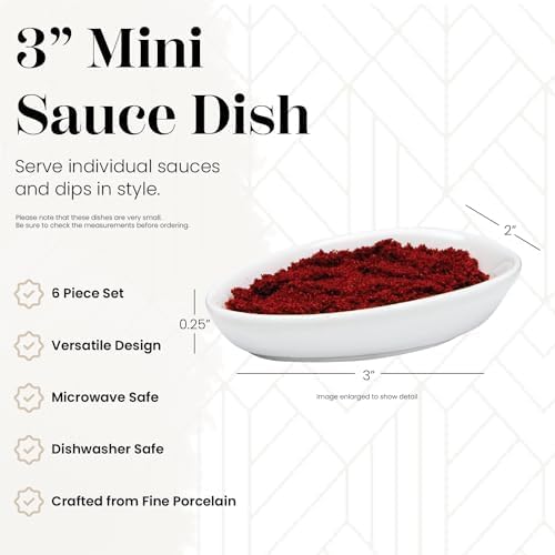 Vikko Mini White Plate for Butter or Sauce, 3.4 Inch Small White Porcelain Plate Set of 6, Dishwasher Safe