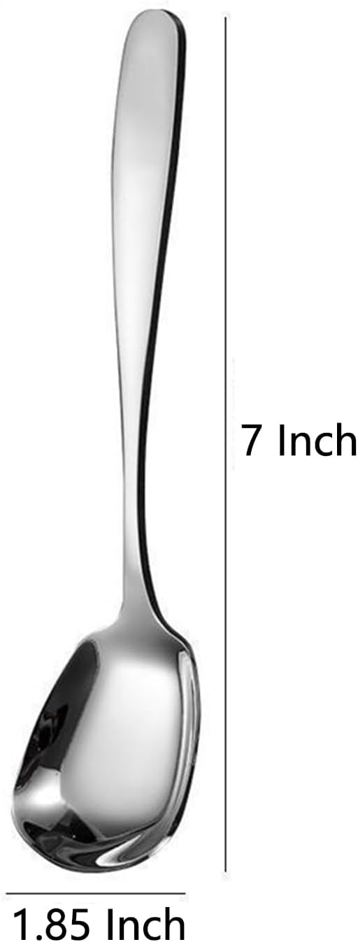 Square Head Spoons, Korean style Square Sugar Spoon,Thick Heavy Stainless Steel Soup Spoon Table Spoons Flat Square Spoon,7 Inch,Set of 8.