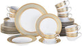Porcelain Dinnerware Set with Real Gold Trim (Geometric Pattern, Service for 8) by Roeveca