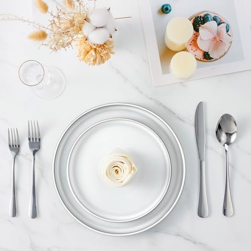 LIANYU 12 Piece Dinnerware Dishes Sets for 4, Stoneware Plates and Bowls - Image 5