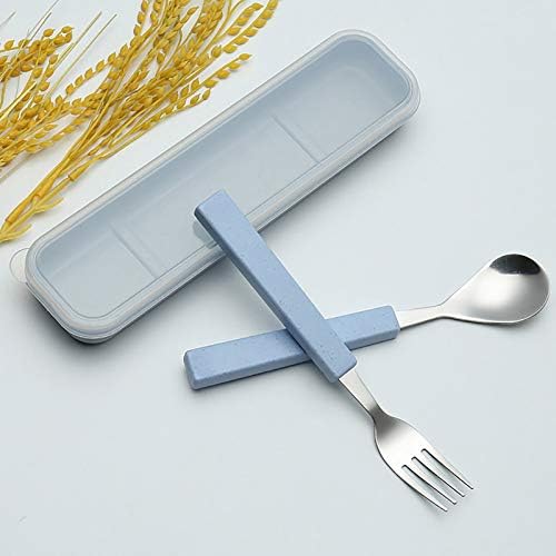 VANRA 2-Piece Children Flatware Set 18/10 Stainless Steel Child Tableware Set Silver Cutlery Set Silverware Dinner Utensils Spoon Fork Set with Travel Case for Kids (Chrome Finished) (Blue) - Image 2