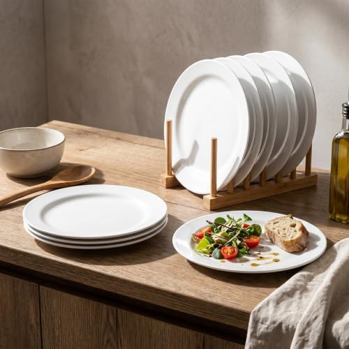 Vesici 24 Pcs 7.91 Inch Melamine Dinner Plates White Salad Dessert Plates - Image 6