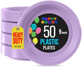 Party Solids Sturdy Lavender Plastic Plates 9" Party Plates 50 Pcs by Exquisite