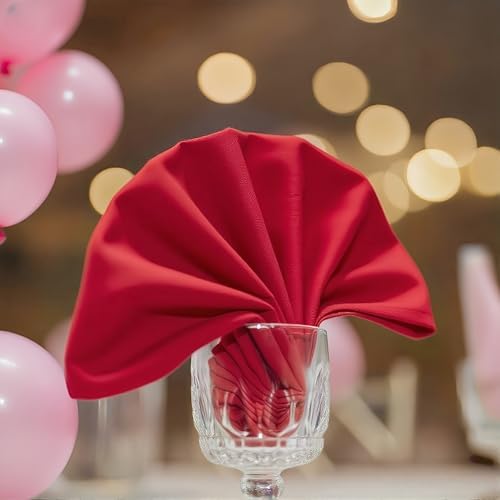 FOLINS&HOME Red Cloth Napkins Set of 12, Decorative 17x17 Inch Napkins - Image 2