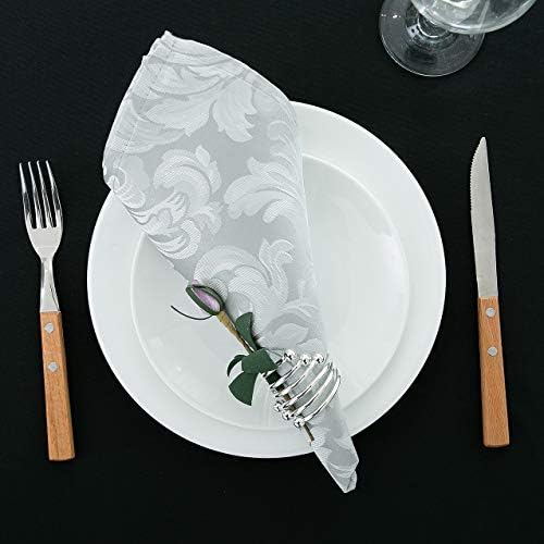 EHouseHome Damask Jacquard Cloth Napkins Waterproof Spillproof Polyester Fabric Napkins,Silver Grey,Set of 4, 17 x 17 Inch - Image 6