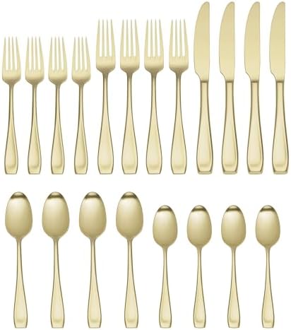 Oneida Moda Champagne Satin 20-Piece Silverware Set for 4, Flatware - Image 2
