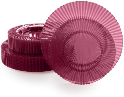 Exquisite 40 Piece Plastic Disposable Plates Set For 20 Guests I 20 X 9 Inch & 20 X 11 Inch Disposable Plastic Plates | Color: Mahagony | Great for Weddings Parties And Formal Occasions by Exquisite