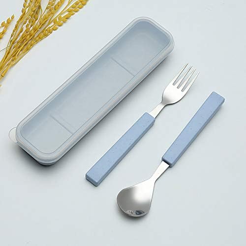 VANRA 2-Piece Children Flatware Set 18/10 Stainless Steel Child Tableware Set Silver Cutlery Set Silverware Dinner Utensils Spoon Fork Set with Travel Case for Kids (Chrome Finished) (Blue) - Image 4