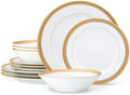 Noritake Crestwood Gold 12-Piece Dinnerware Set, Service for 4 by Noritake