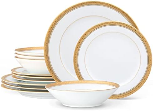 Noritake Crestwood Gold 12-Piece Dinnerware Set, Service for 4 by Noritake