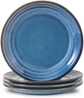 HASENSE Dessert Plates Set of 4, 8 Inch Porcelain Salad Dinner Plates Set for Kitchen, Flat Serving Dishes for Appetizer, Pasta, Side Dish, Snack, Microwave and Dishwasher Safe, Blue by Hasense