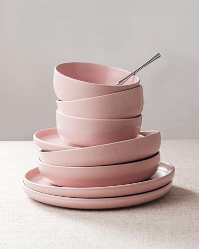 Famiware Milkyway 16-Piece Stoneware Dinnerware Set, Light Pink - Image 4