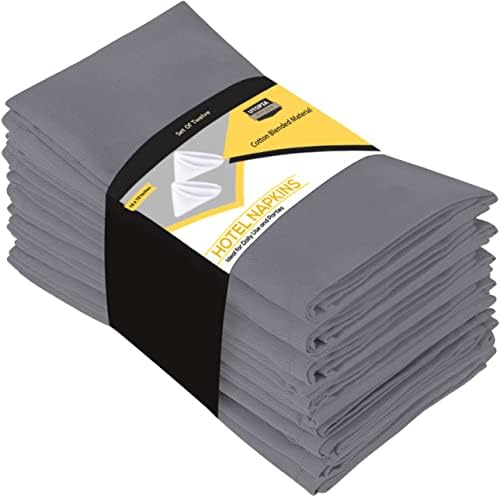 Utopia Kitchen Cotton Blend Charcoal Cloth Napkins [12 Pack, 18x18 Inch] by UTOPIAKITCHEN