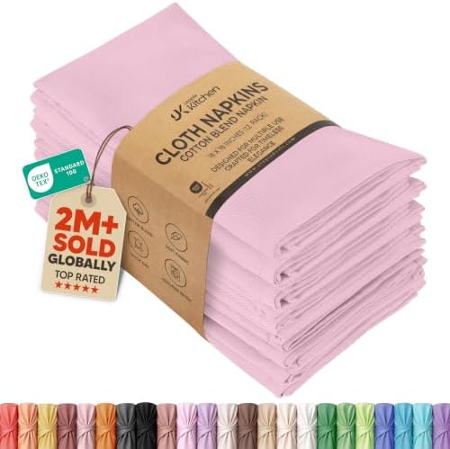 Utopia Kitchen Cotton Blend Pink Cloth Napkins [12 Pack, 18x18 Inch] by UTOPIAKITCHEN