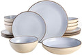 Gibson Elite Contempo Classic Double Bowl Dinnerware Set, Service for 4 (16pcs), Light Blue by GibsonHomewares