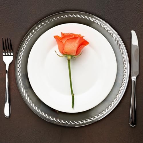 Brightalk 13-Inch Stainless Steel Twist Pattern Charger Plates, 6 Pcs Silver Dinner Plate Chargers, Round Server Ware Charger Plate - Image 6