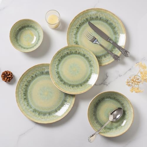 DOMICREVERY Ceramic Plates and Bowls Sets for 4,16 pcs Dinnerware sets - Image 2