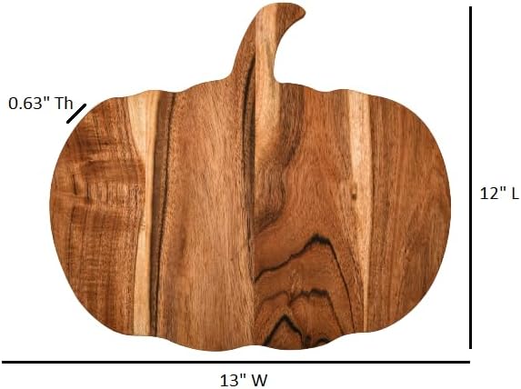 Treen Art Wooden Halloween Cutting Board for Kitchen, 12"L x 13"W Pumpkin Butcher Block Piece with Handle, Charcuterie Platter for Cheese, fruits and Salad Serving Board