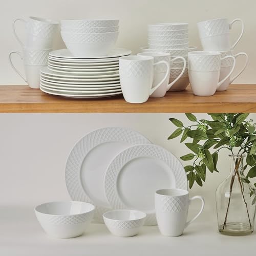 Mikasa Trellis Bone China Lightweight Chip Resistant 40 Piece Dinnerware Set, Service for 8 - Image 4