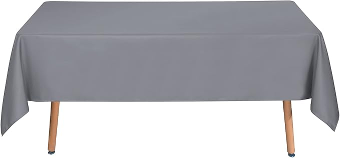sancua Rectangle Tablecloth - 60 x 84 Inch - Stain and Wrinkle Resistant Washable Polyester Table Cloth, Decorative Fabric Table Cover for Dining Tables, Buffet Parties and Camping, Light Grey
