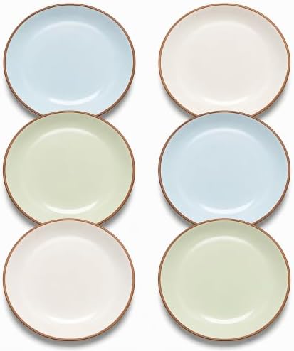 Dinner Plates Set of 6, 10 Inch Scratch Resistant Ceramic Plates, Pasta Plate, Salad Plate, for Main Course, Dishwasher and Microwave Safe, Cold Multicolor by AHX