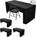 Nasitos 4 Pack Black Fitted Tablecloth for 4 Foot Tables-Open Back Rectangle Table Clothes Washable Tablecloth for Trade Show, Craft Show, Grad Party, Vendor Booth