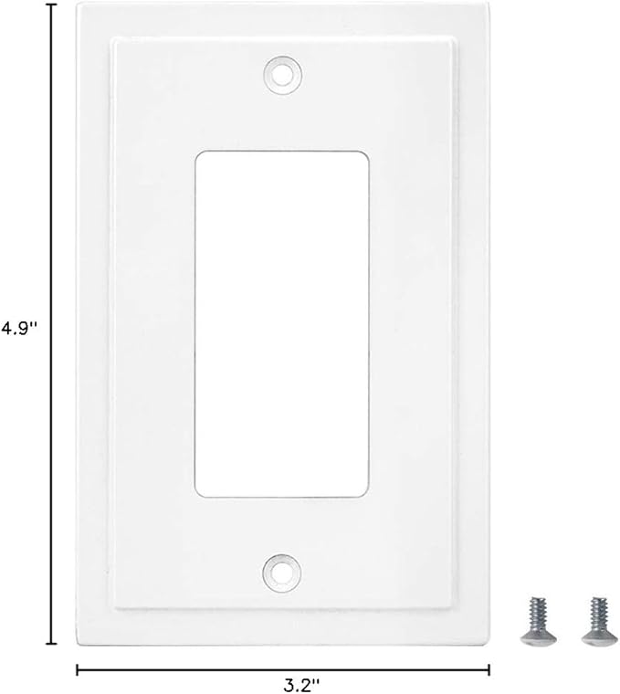 Henne Bery Modern Edge Decorative Wall Plate Switch Plate Outlet Cover, Durable Solid Zinc Alloy (Single Decorator 3PK, White)