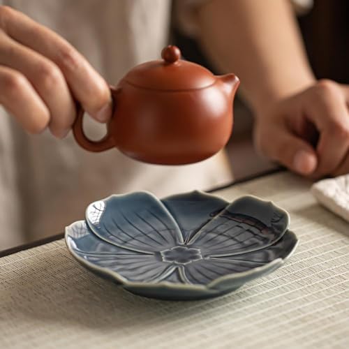 Gaolinci Zen Ceramic Plate, 5 Inches Lotus Shaped Appetizer Plates, Dessert Plate, Nut Plate (Set of 4) - Image 5