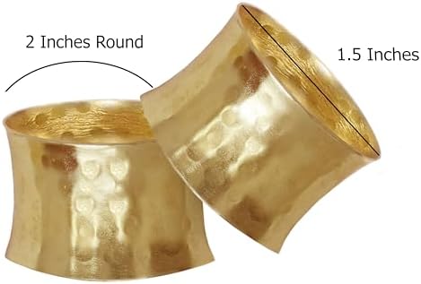 COTTON CRAFT Gold Napkin Rings - 12 Pack Hammered Metal Napkin Rings - Image 3