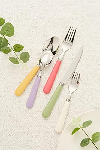 ANNOVA Silverware Set 20 Pieces Stainless Steel Cutlery Color Handle Flatware - 4 x Dinner Knife; 4 x Dinner Fork; 4 x Salad fork; 4 x Tablespoon; 4 x Teaspoon (Mix Solid) - Image 5