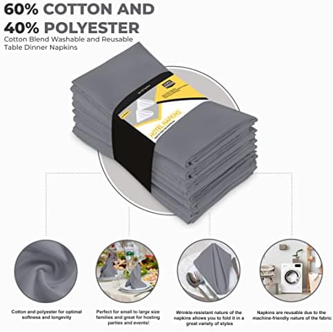 Utopia Kitchen Cotton Blend Charcoal Cloth Napkins [12 Pack, 18x18 Inch] - Image 2