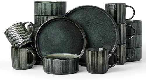 Famiware Star Dinnerware Sets with Mugs, Ceramic Plates and Bowls Set for 6 by Famiware