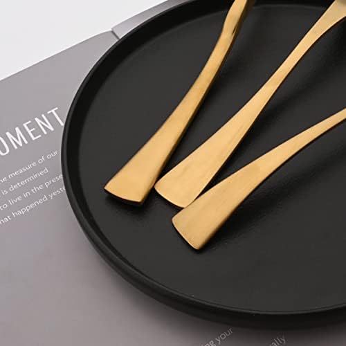 Golden Silverware Set, 6 Pieces 304 Stainless Steel Eating Utensil Set with Gift Box, Include Knife, Forks and Spoons, Matte Polished Flatware Set for 1, Dishwasher Safe, Gold - Image 4