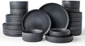 Famiware Star Stoneware Dinnerware Sets with Pasta Bowls, 24pc Dishes for 6 by Famiware