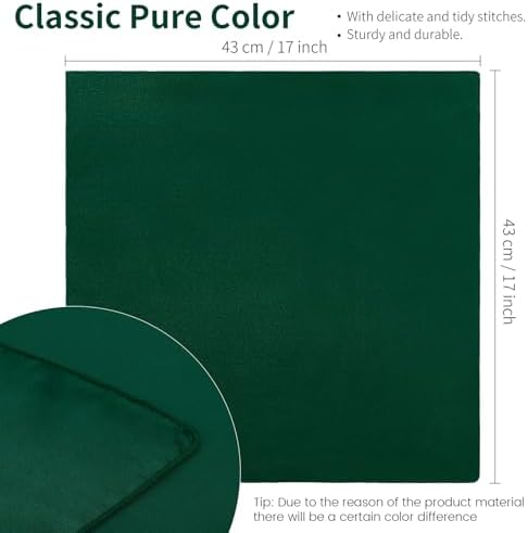 Aneco 16 Pack Square Satin Napkin Bright Silk Table Napkin Soft Smooth Fabric Table Napkin for Wedding Banquet Party Decoration, Forest Green, 17 x 17 Inch - Image 2