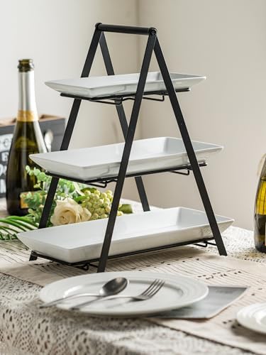 YHOSSEUN 3 Tier Serving Tray Tiered Tray Stand, 10+12+14 Inch, Black - Image 2