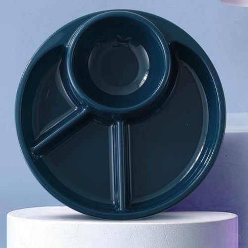 Unbreakable Divided Plates for Adults Portion Control Plates Set of 2 Dark Blue Round Plastic Dinner Plate 9 Inch for Camping Outdoor or Every Day Use - Image 7