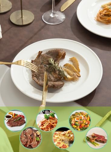 10 Inch Porcelain Salad Dinner Plates, 8 Pieces, White - Image 7