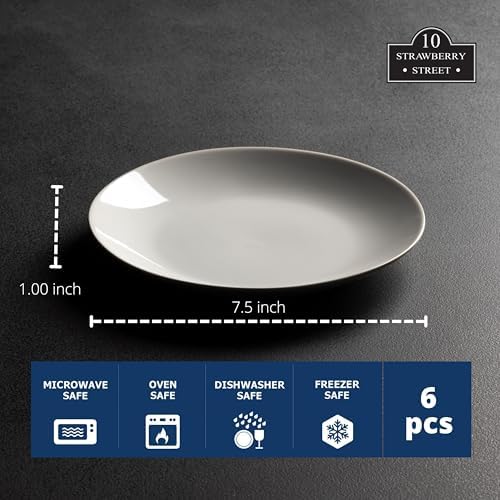 10 Strawberry Street Simply White 7.5" Coupe Salad Plate, Set of 6 - Image 6