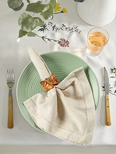 The Beer Valley Set of 12 Flax Hemstitch Cloth Napkins 20x20 Inch - Natural - Image 6