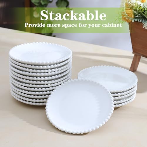 6 Inch Porcelain Dessert Plates, Round Mini Dinnerware Set of 18 - Image 6