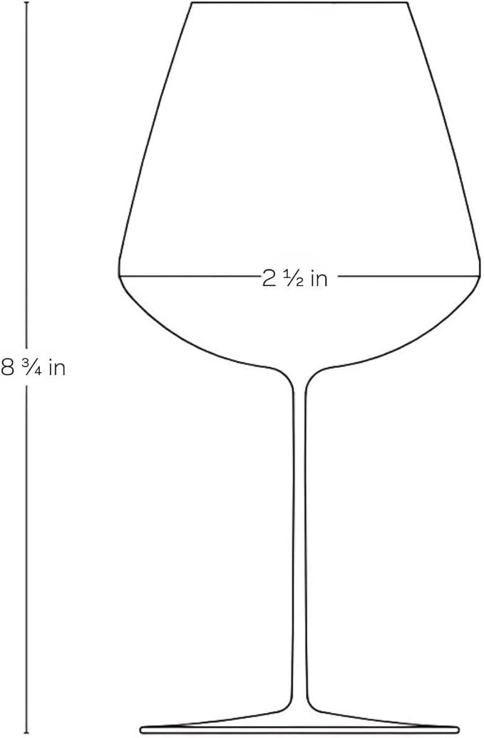 NUDE Red Wine Glasses Set of 2, Stem Zero Elegant – Crystal Long Stem Red Wine Glasses for Light to Medium Bodied Red Wines, Tapered Sides, Lead-Free, Dishwasher Safe, 22 oz Each
