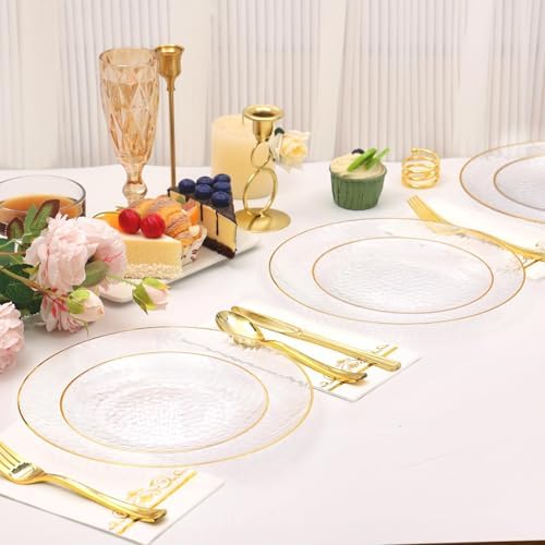 150 Pcs Clear Plastic Dinnerware Set, Disposable Plates for 25 Guests - Image 7