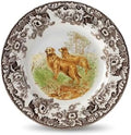 Spode Woodland Hunting Dogs Golden Retriever Salad Plate - 8" Fine Earthenware with British Flowers Border, Microwave, Dishwasher & Warm Oven Safe - Rustic Dog-Themed Tableware - Made in England by Spode