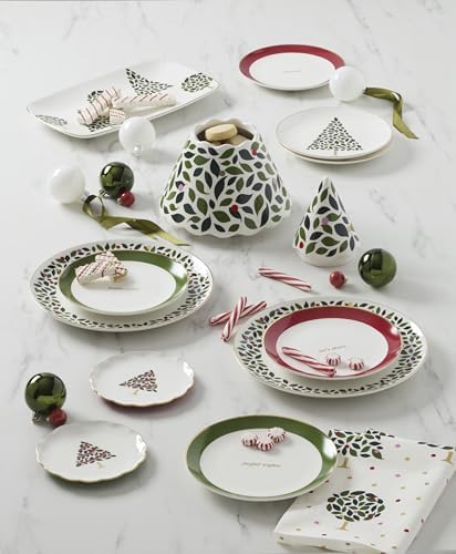 kate spade new york Evergreen Rim Christmas Plates, Appetizer Set for 4 - Image 7