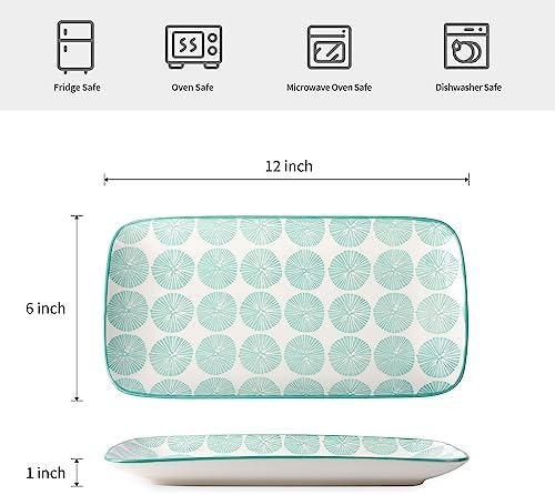 Selamica Ceramic 12 Inch Rectangular Serving Platters Set of 4 - Image 2