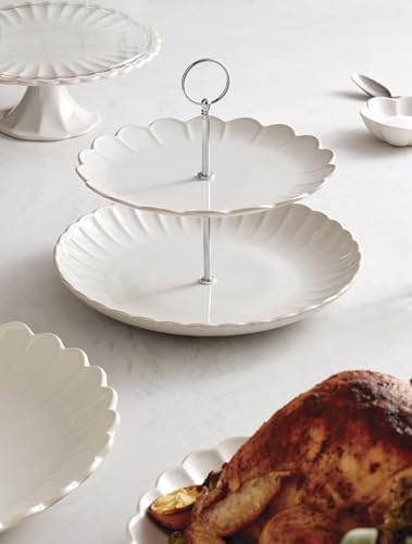 Lenox 897195 French Perle Scallop White 2-Tier Server - Image 4