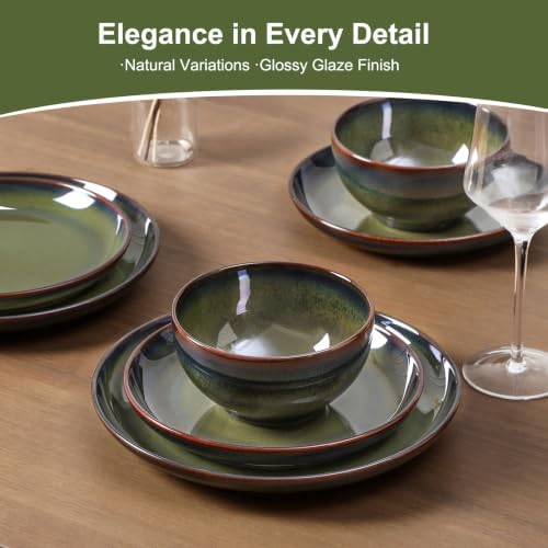 DOMICREVERY Ceramic Dinnerware Sets for 8, 24-Piece Plates and Bowls Sets - Image 4