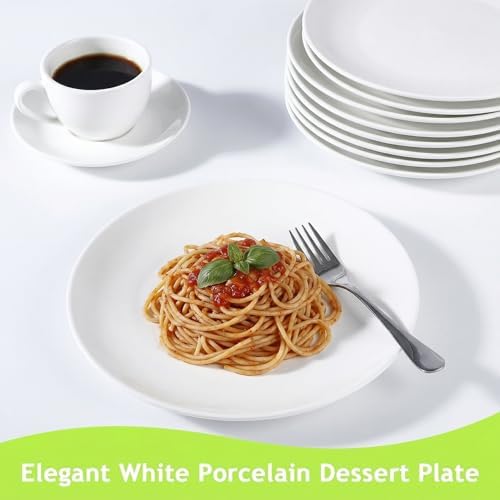 6 PCS 10 Inch White Ceramic Appetizer Plates, Round - Image 4