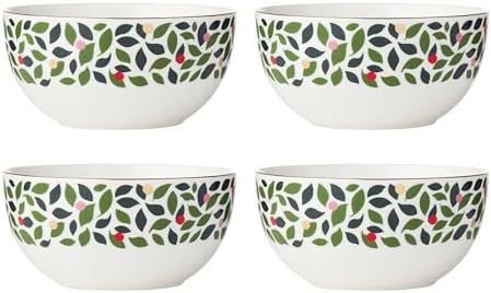 kate spade new york Evergreen Porcelain Christmas Cereal Bowl Set for 4 by Unknown